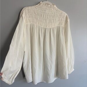 Frame Denim Cream Smocked Blouse